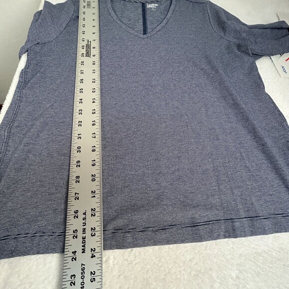 Lands' End Womens Blue Pinstripe V-Neck Long Sleeve Top Medium 10-12 Stretch - Picture 8 of 8